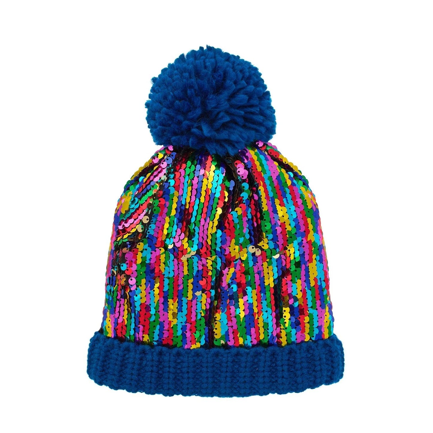 Rainbow Sequin Knitted Hat 7-10 Years