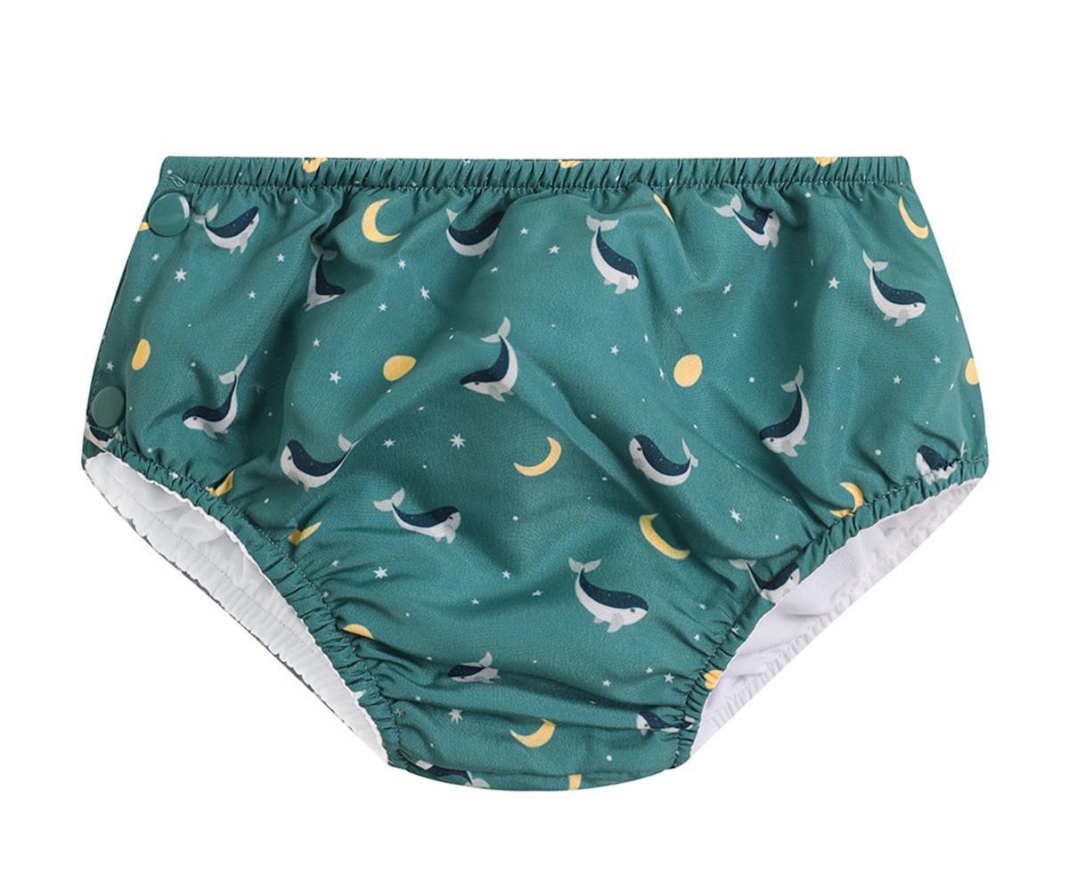 Bañador Pañal Volant Whale Teal 0-6 m