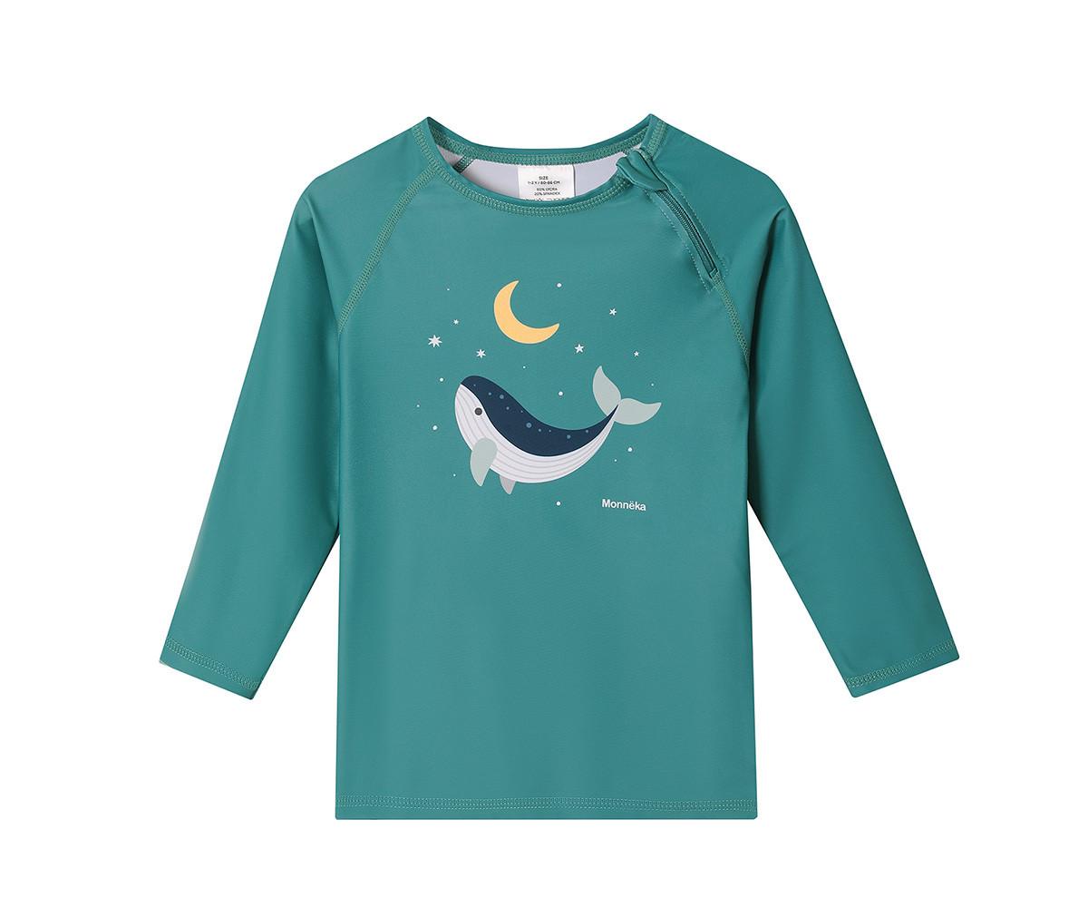 Camiseta Protección Solar Manga Larga Whale Teal 1-2 años