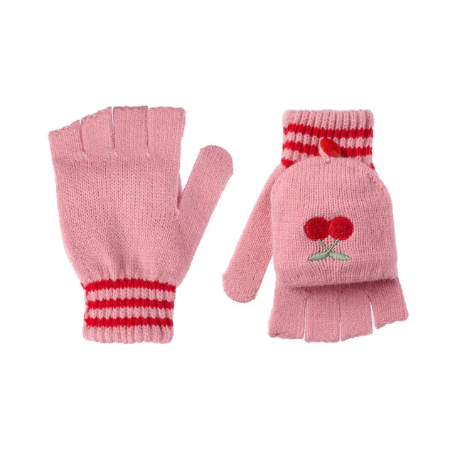Cheerful Cherry Knitted Gloves 7-10 Years
