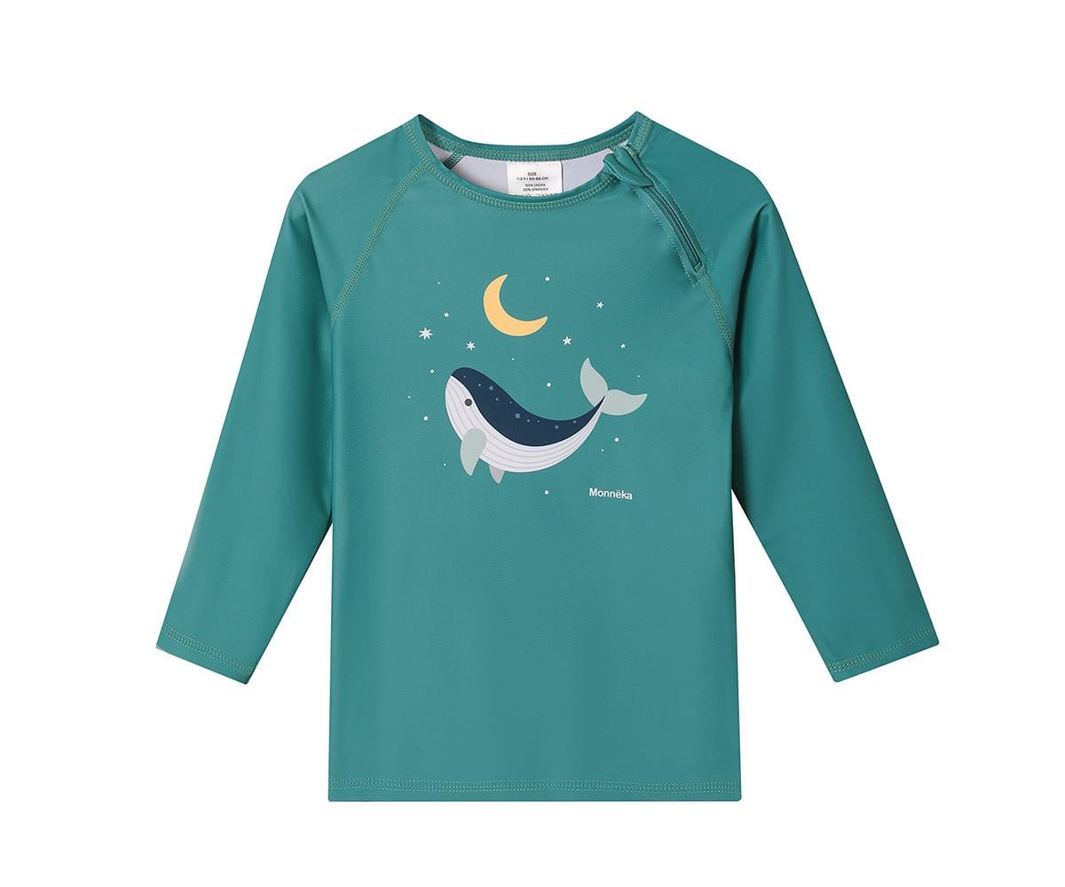 Camiseta Protección Solar Manga Larga Whale Teal 6-12 m